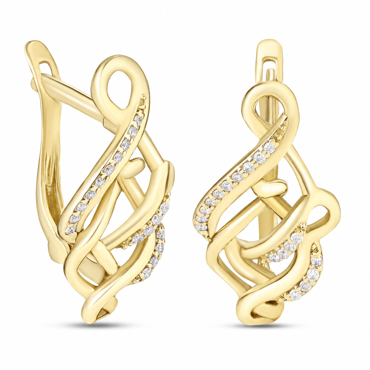 The Tirette Diamond Earrings In 18K Yellow gold - S-H086ES
