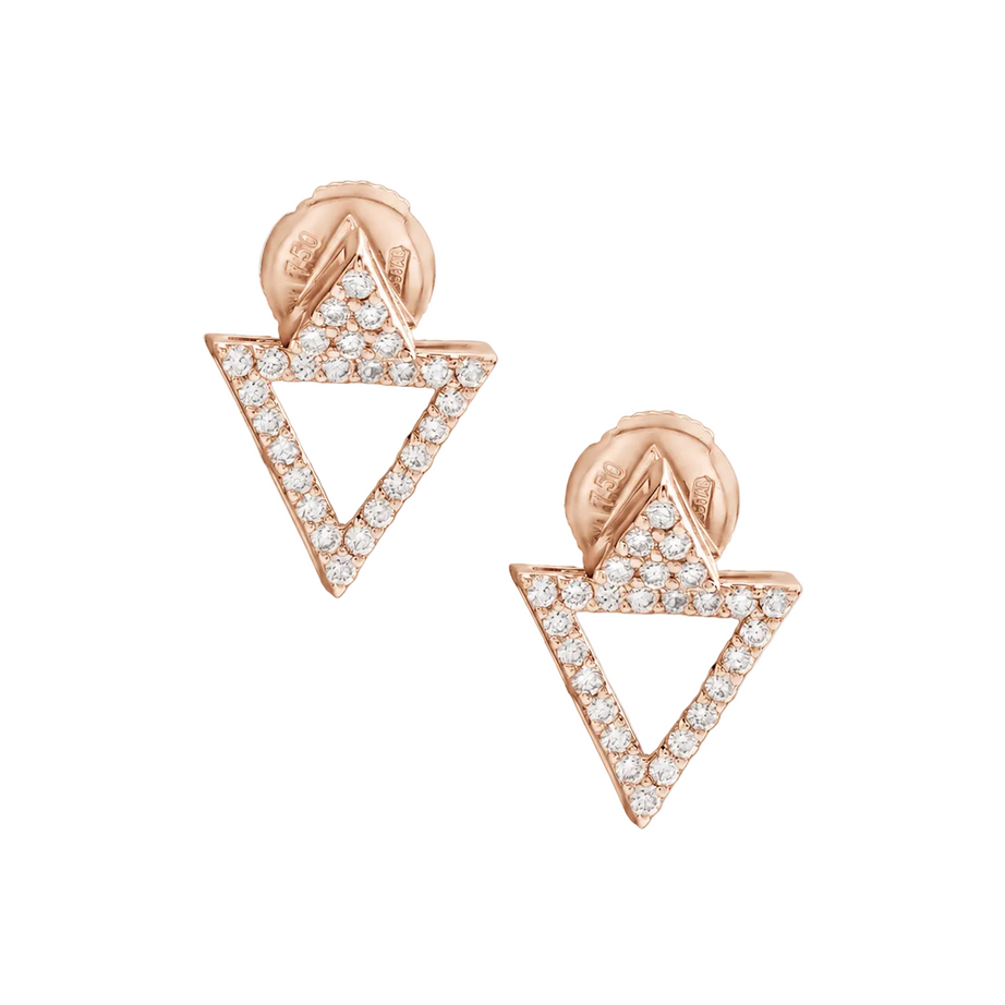 Triangular Diamond Unique Shaped Earring in Rose 18 K Gold - S-EN021S