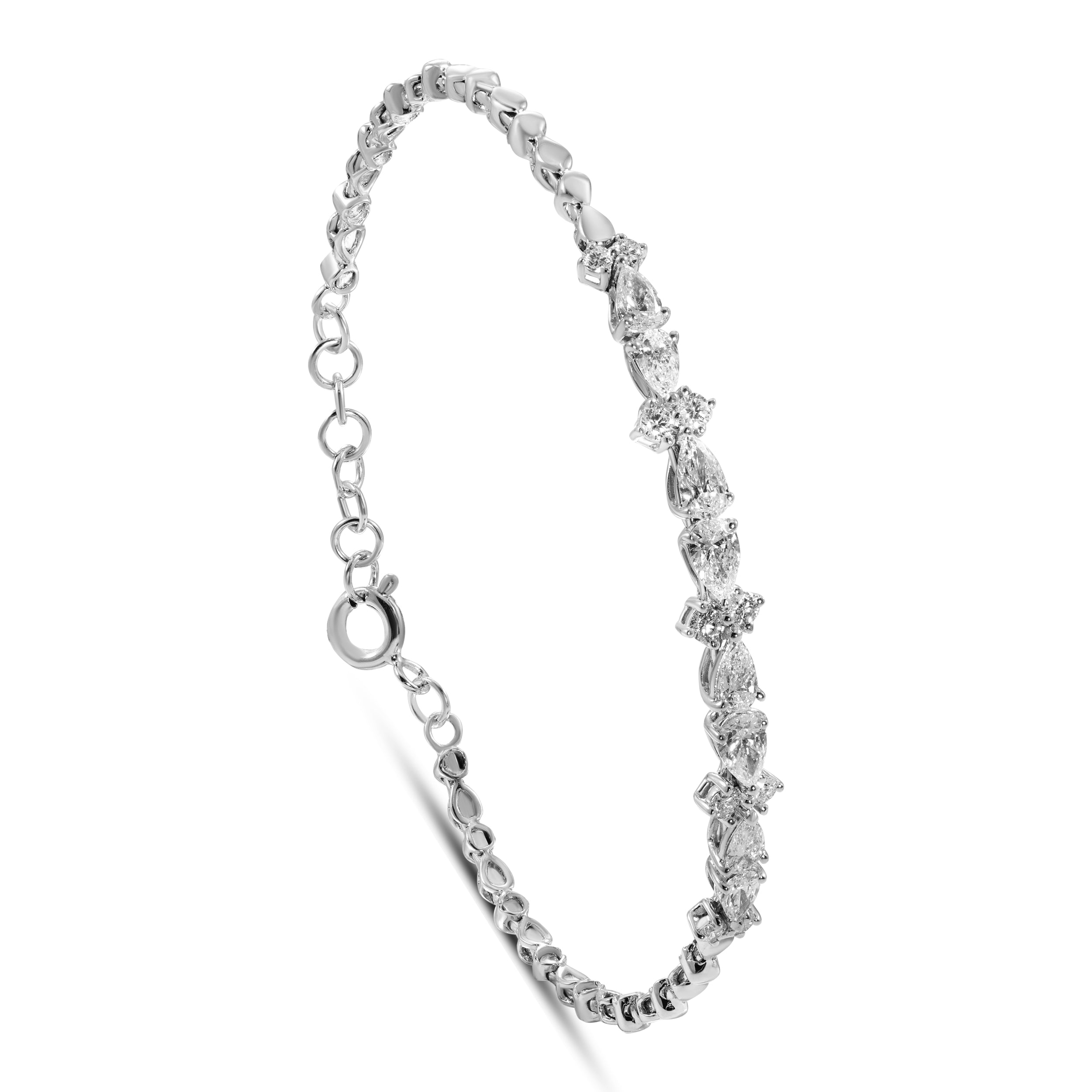 Unique Irregular Diamond Bangle 18K White Gold - S-X115B – Siranjewelry
