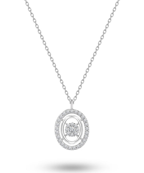 Classic Summer dangling Diamond Necklace comes with a set in 18k White Gold - S-P370SC
