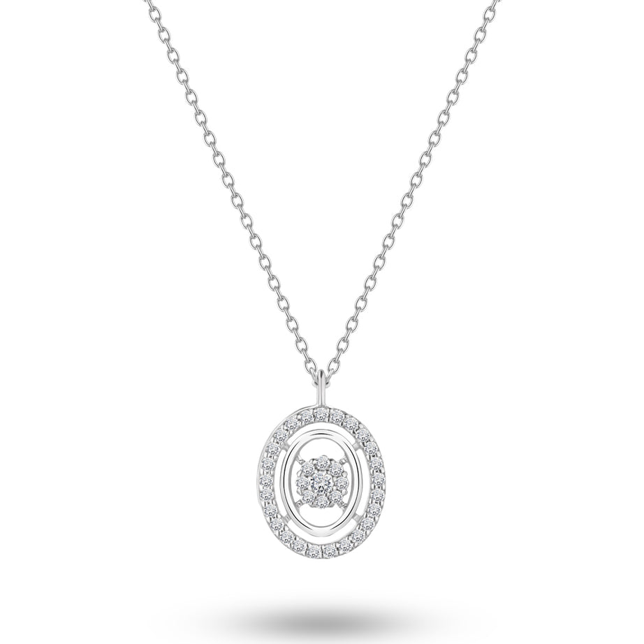 Classic Summer dangling Diamond Necklace comes with a set in 18k White Gold - S-P370SC