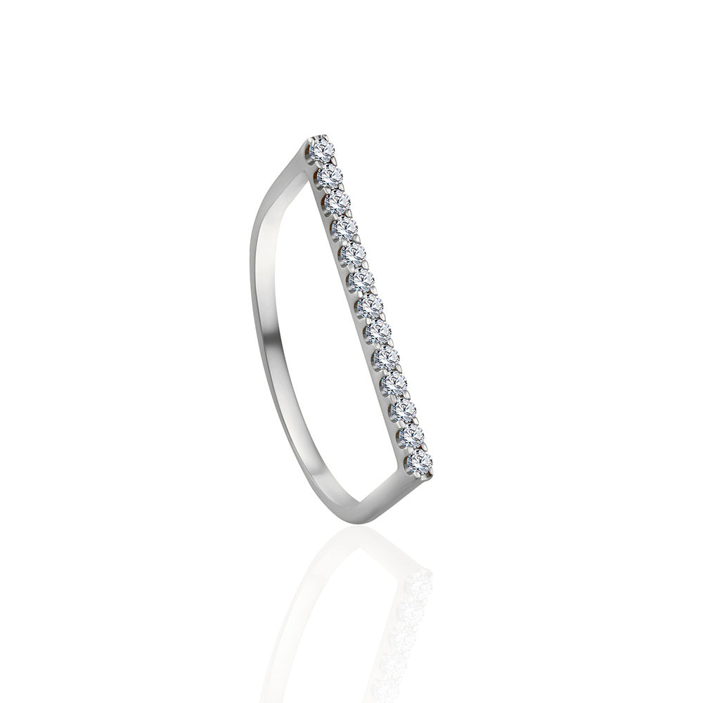 Irregular Geometrical Shaped Diamond Ring in White 18 K Gold - S-R159S