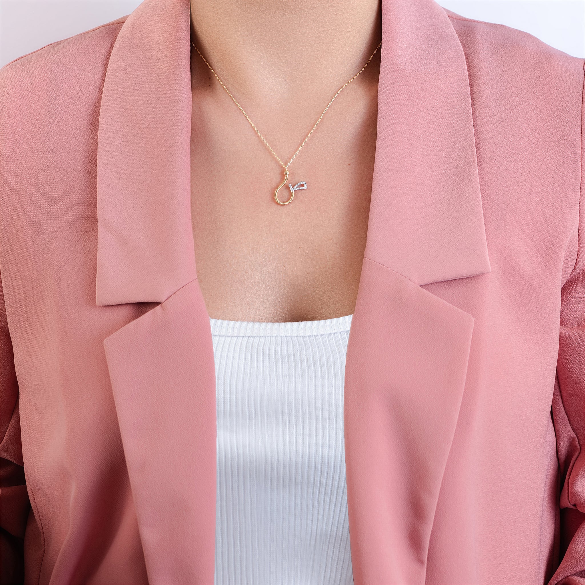 Beautiful Diamond Necklace fits you in letter SAAD 18K Rose Gold - S-P48