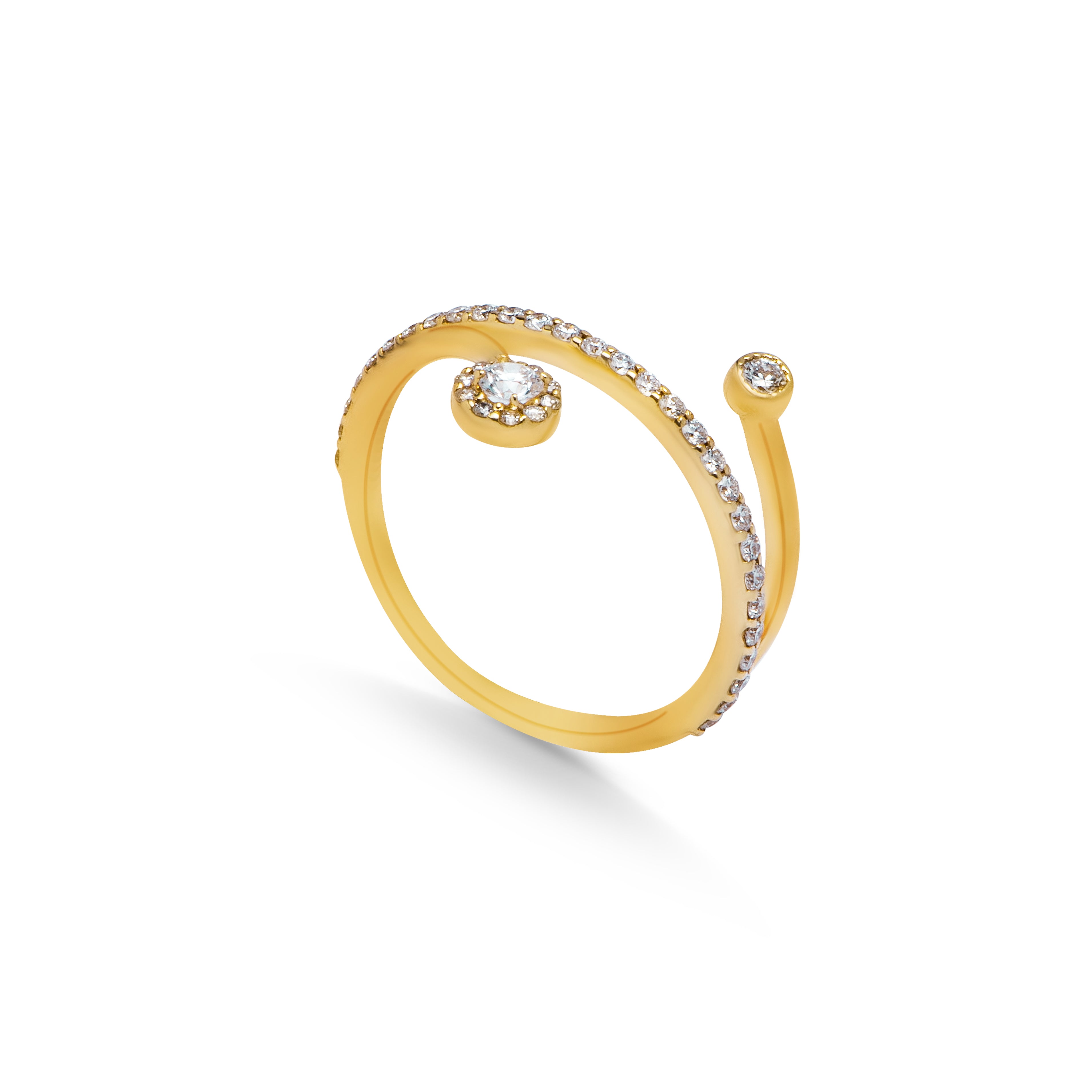 2 Beams Floral Diamond Ring in Yellow 18K Gold - SIR1508R