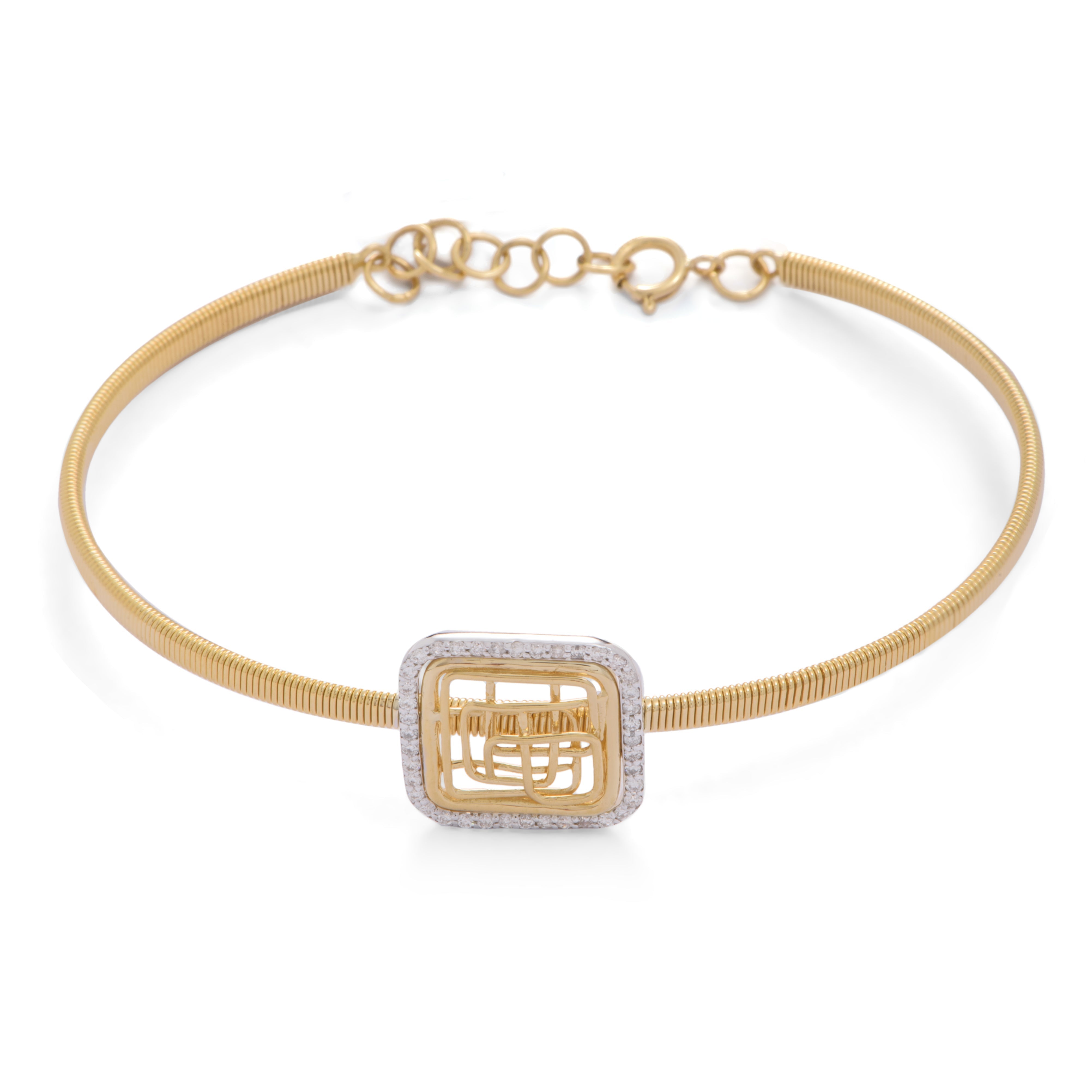 Special offer Perfect Tirette Diamond dazzling Bangle in Yellow 18K Gold - S-X25B