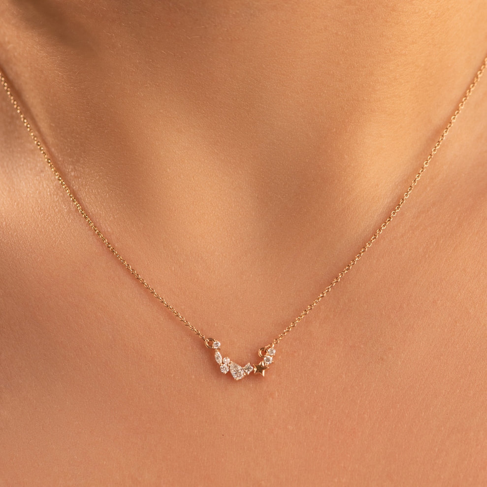Simple Dangling Diamond Necklace in 18K White Gold - S-PN051X