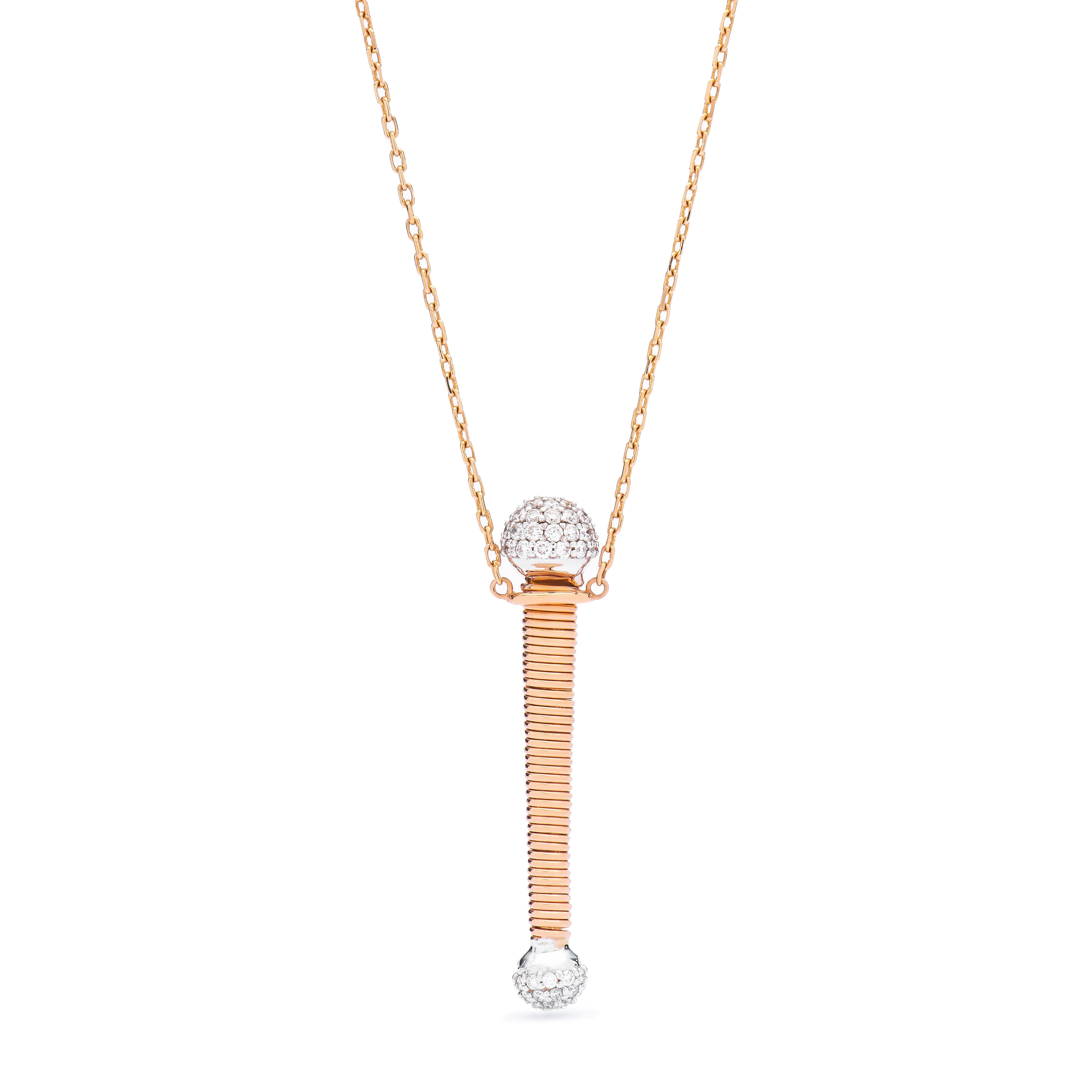 Dazzling Diamond Spiral Microphone necklace in ROSE 18K Gold - S-P124B