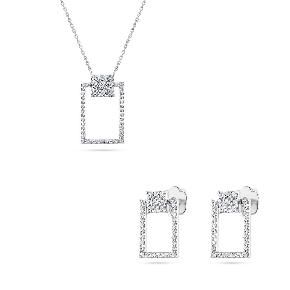 Classic Square Necklace with Earring Bundle