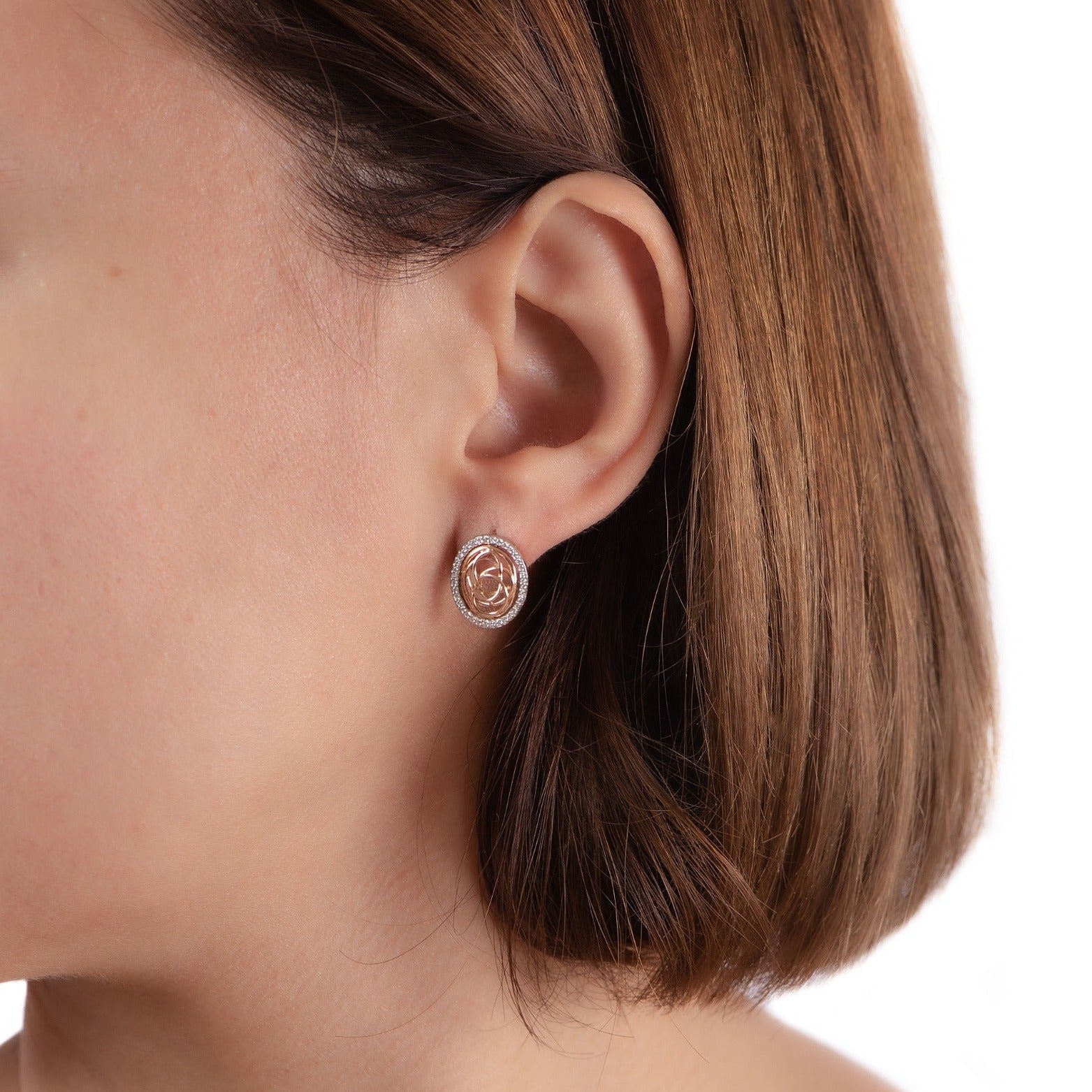 Tirette Opal Shapped shinny Diamond Earring in Yellow 18 K Gold - S-X03E