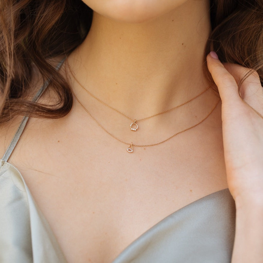 Precious diamond eye Necklace in Rose 18 K Gold - S-P235SON