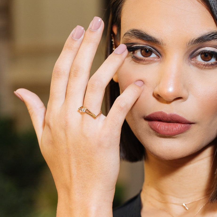 Irregular Geometrical Shaped Rings in Yellow 18 K Gold - S-R160X