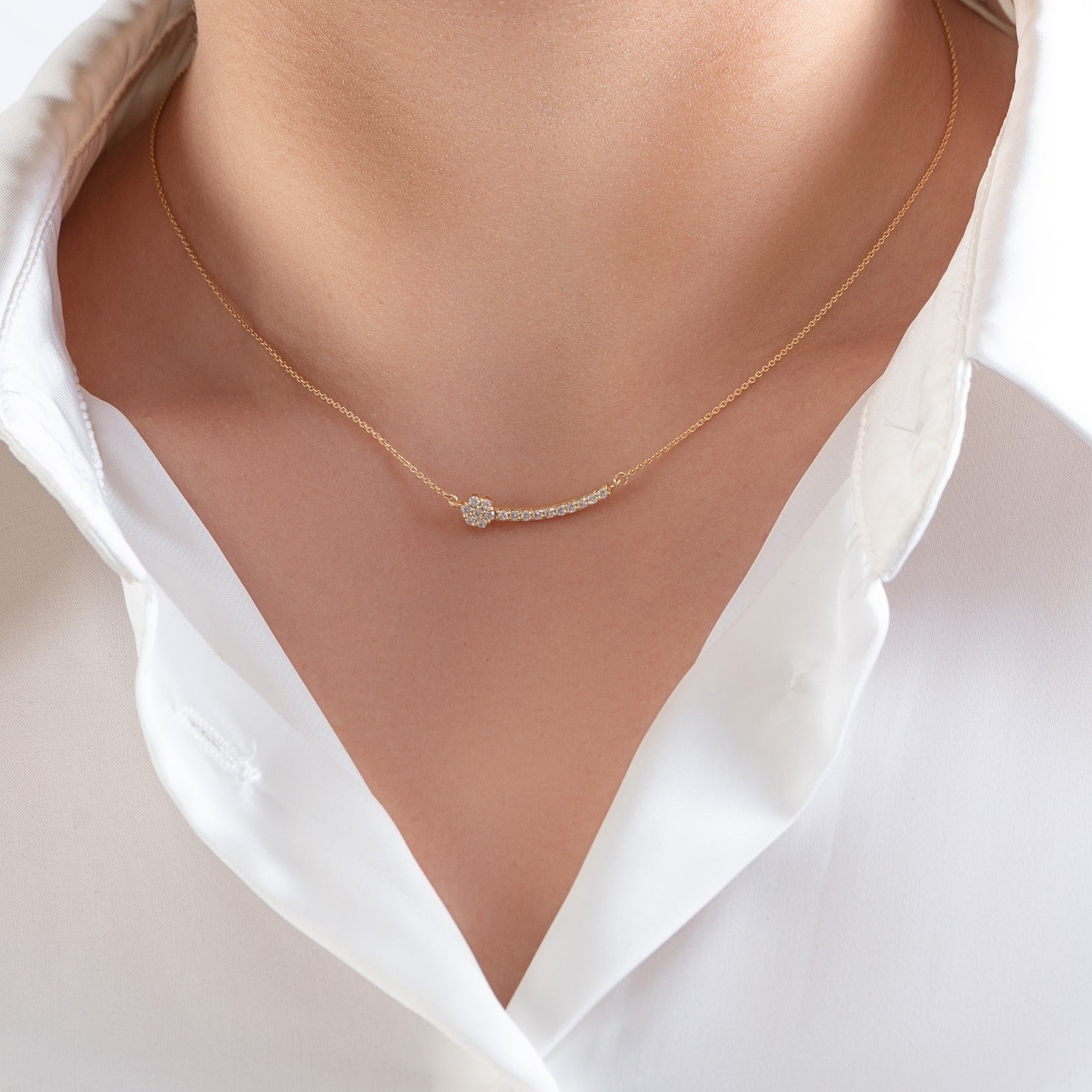 A magnificent Diamond necklace Bar in 18K Rose gold - SIR1336