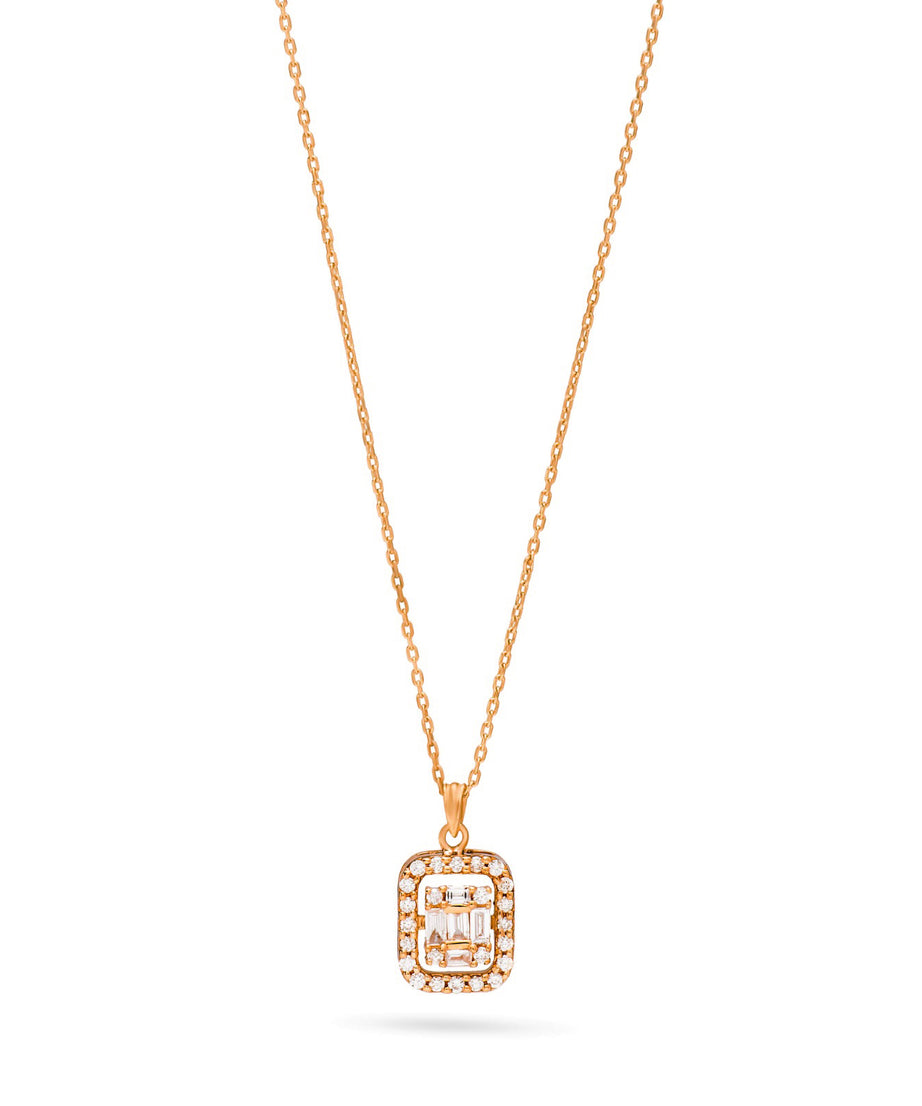 Dangling Diamond square necklace Rose gold 18K / S-PN026S