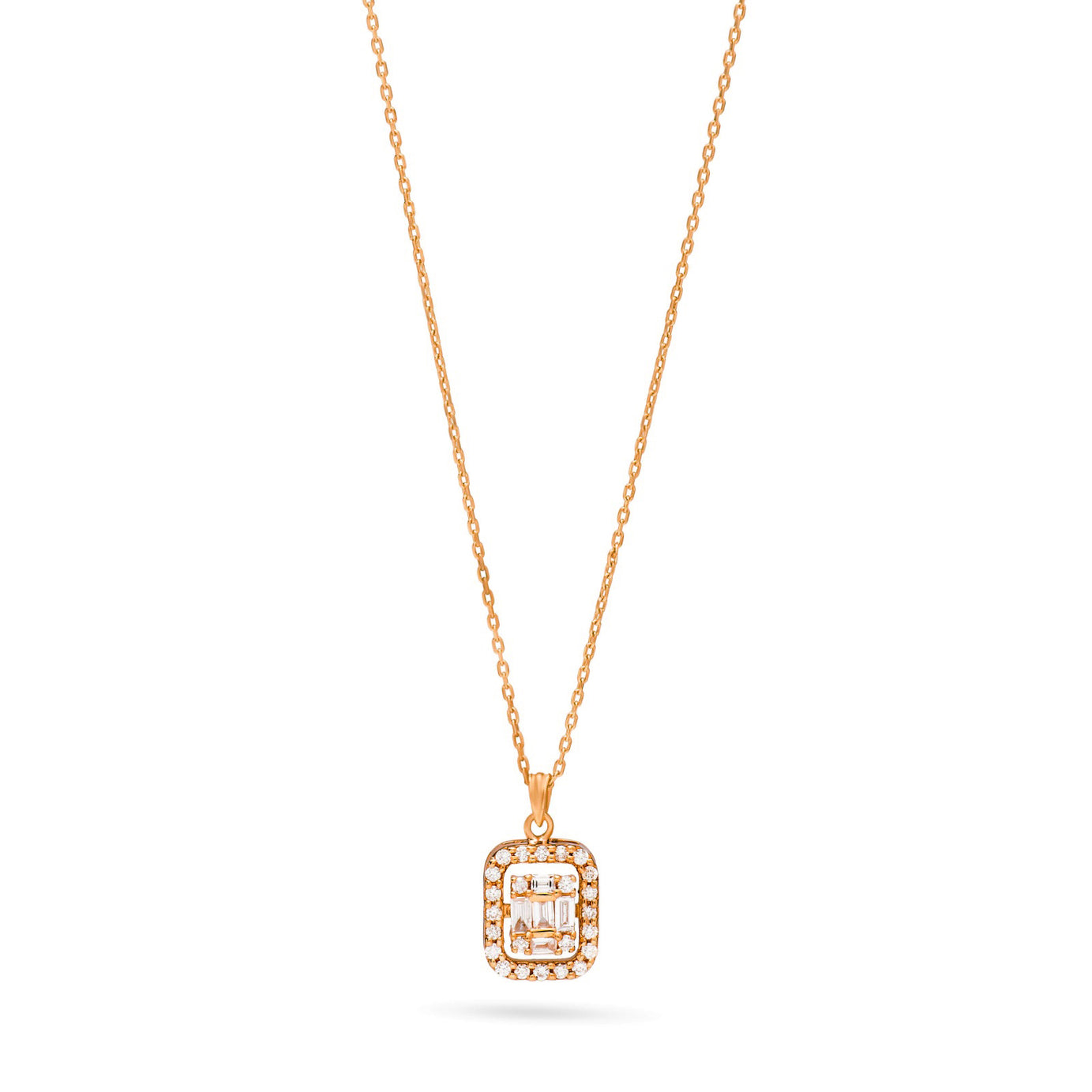 Dangling Diamond square necklace Rose gold 18K / S-PN026S