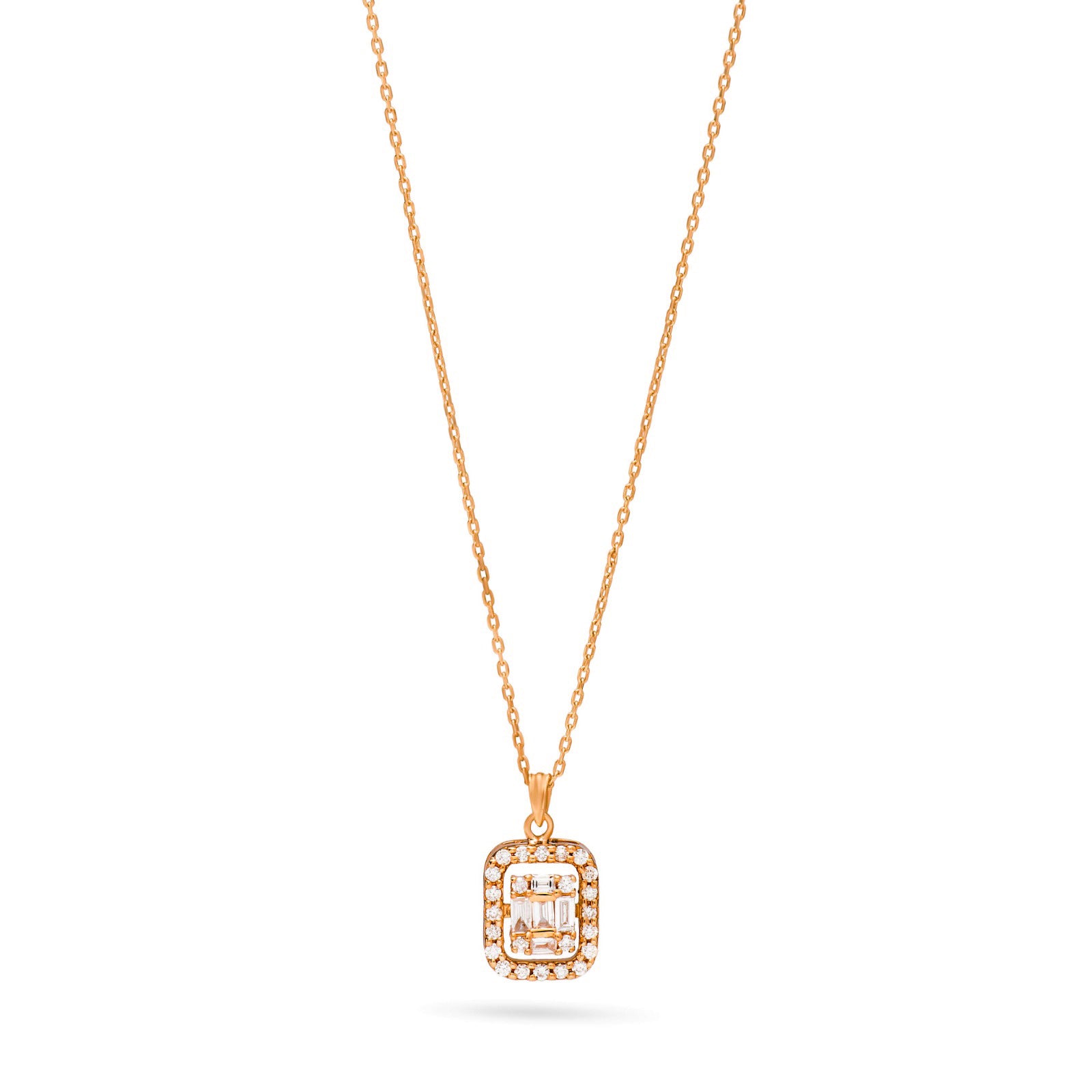 Dangling Diamond square necklace Rose gold 18K / S-PN026S