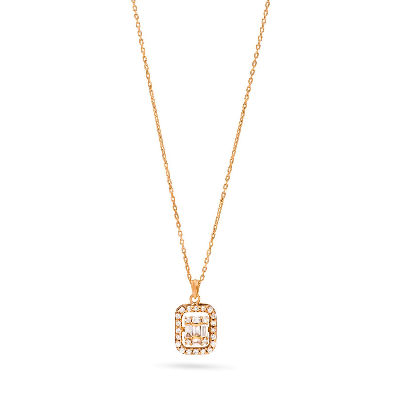Special offer Dangling Diamond square necklace Rose gold 18K / S-PN026S