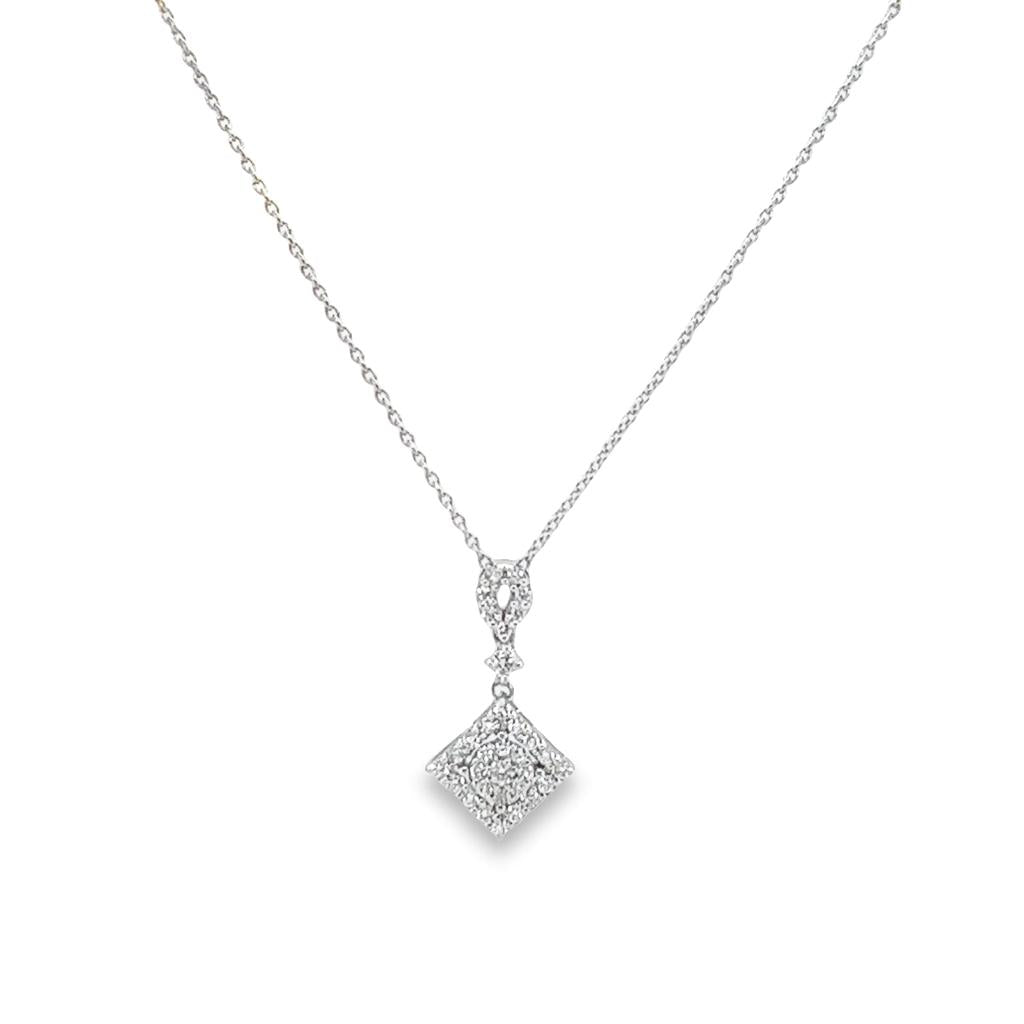 Precious Square Diamond Necklace in 18K White gold - S-P380S