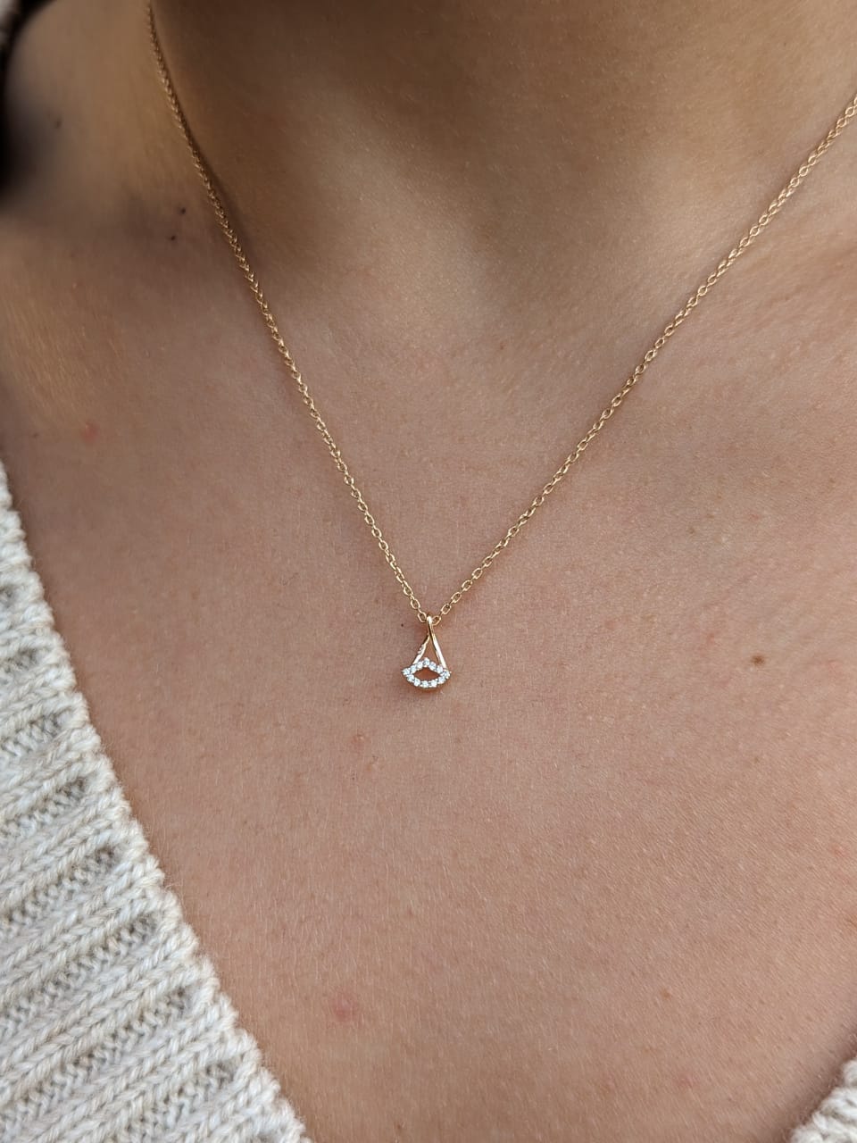 Precious diamond eye Necklace in Rose 18 K Gold - S-P235SON