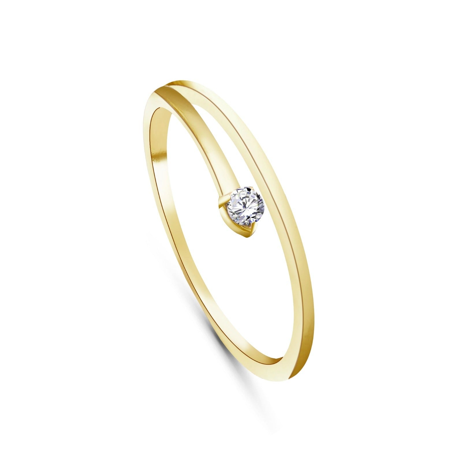 Revolving Round diamond ring in 18K Yellow Gold - S-R205S