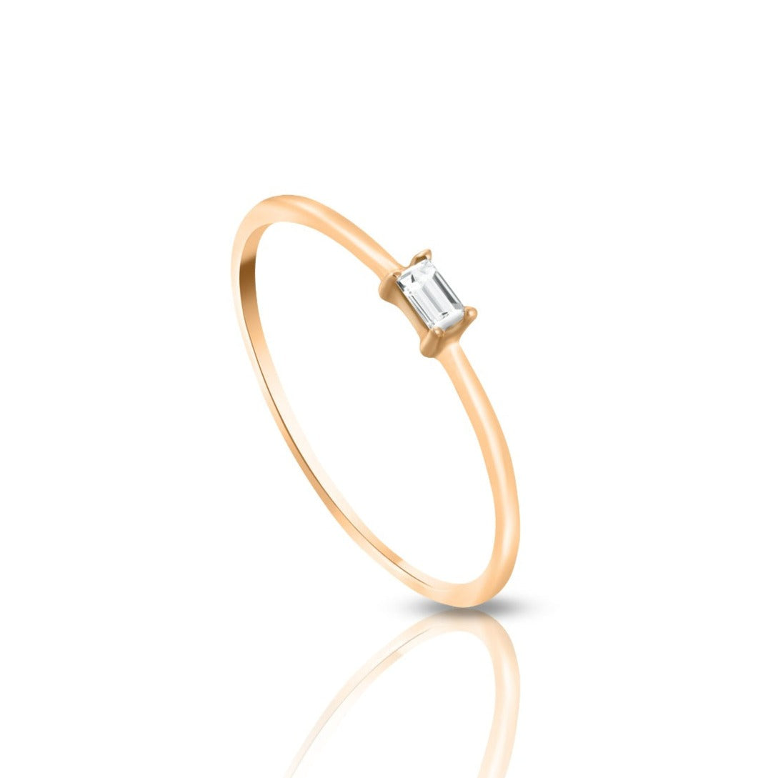 Baguette simple diamond ring in 18K Yellow Gold - S-R196S
