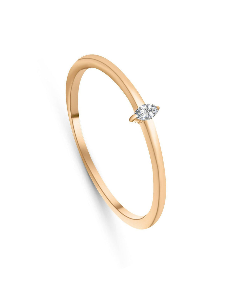 Simple Marquise diamond ring in 18K Yellow Gold - S-R209S