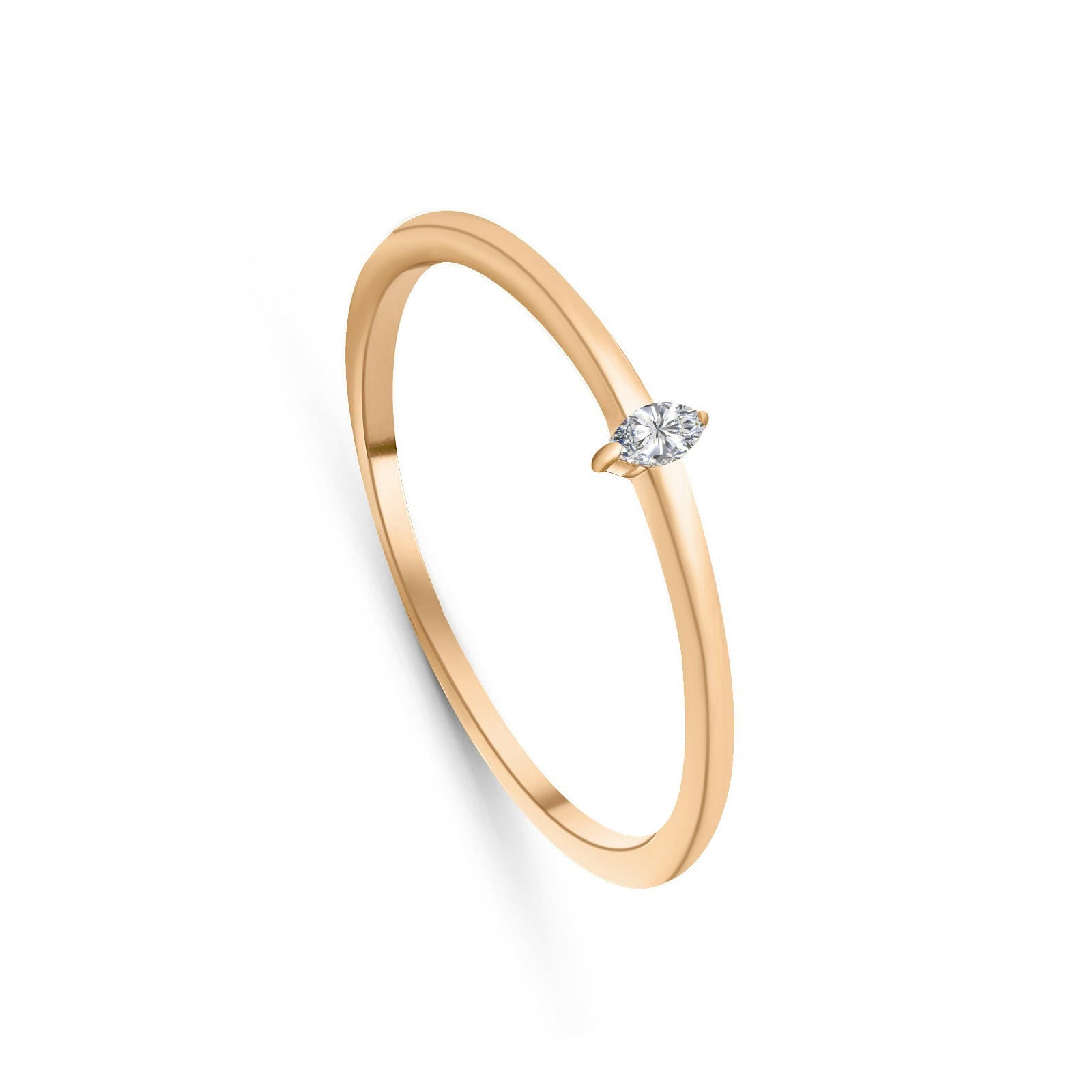 Simple Marquise diamond ring in 18K Yellow Gold - S-R209S