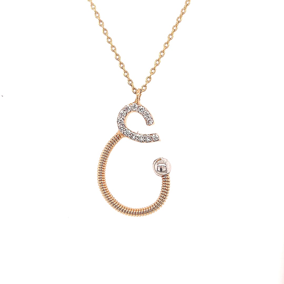 Letter E'een oustanding diamond necklace in Rose 18 K Gold - SIR1705