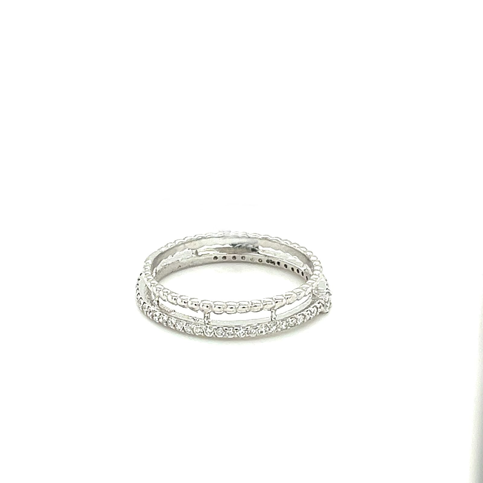 Diamond Double Layered Ring in 18K White Gold - SIR631