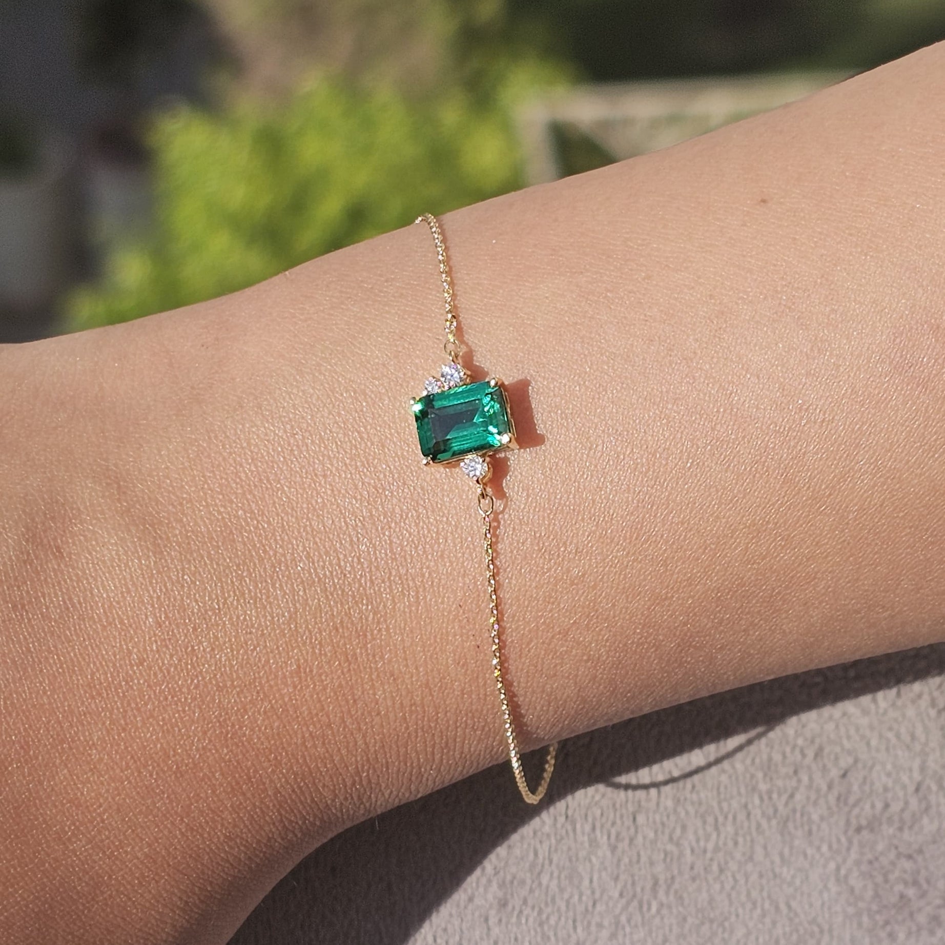 18K Belov'd Diamond Bracelet Emerald Stone - S-H072BS