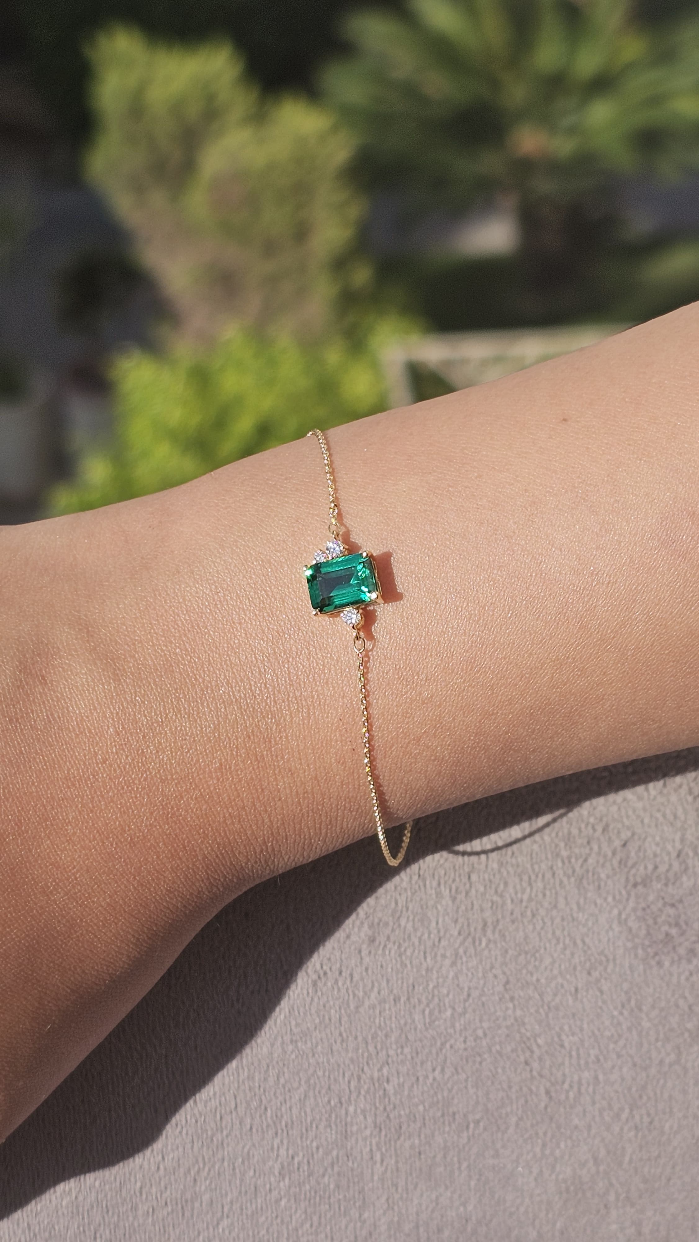 18K Belov'd Diamond Bracelet Emerald Stone - S-H072BS