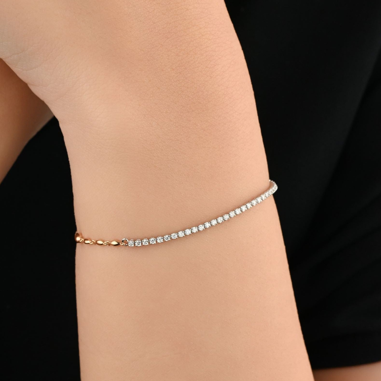Tennis bracelet's elegance in half Rose Gold 18K - YT246078B/J