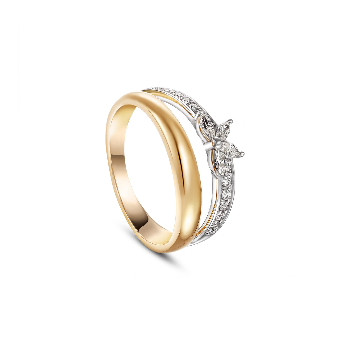 18K Yellow And White Gold Marquise Diamond Ring - S-R548S