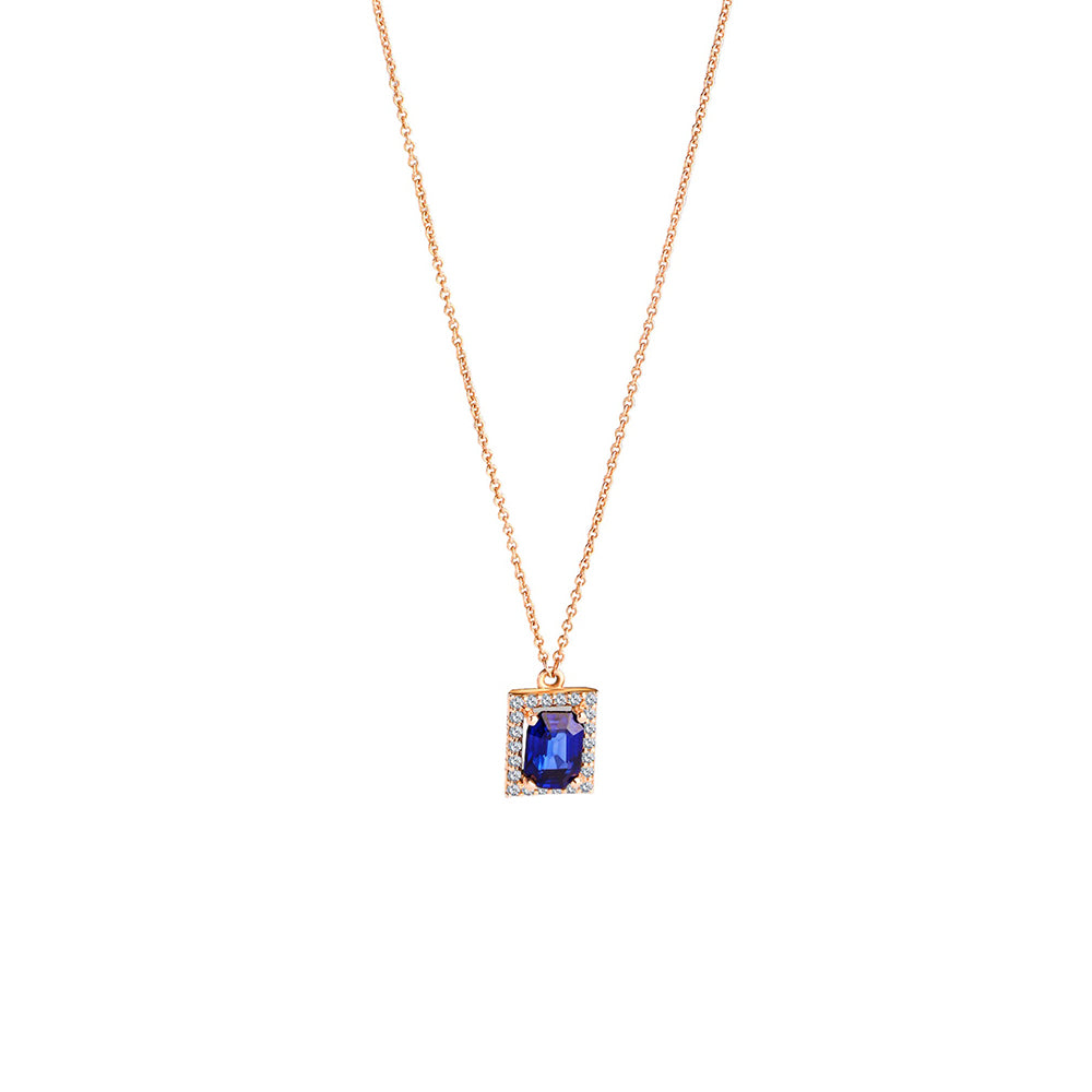 Dangling Sapphire Diamond Necklace in 18K Yellow Gold - S-P166B