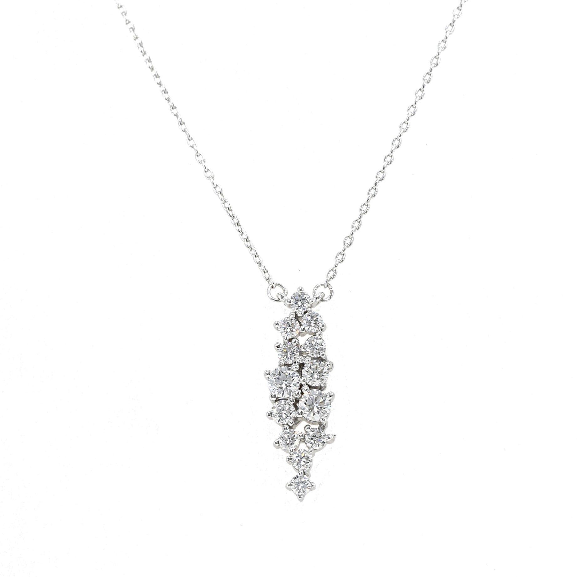 Dangling Geometrical Shaped Diamond Necklace in 18K White Gold - SIR1129