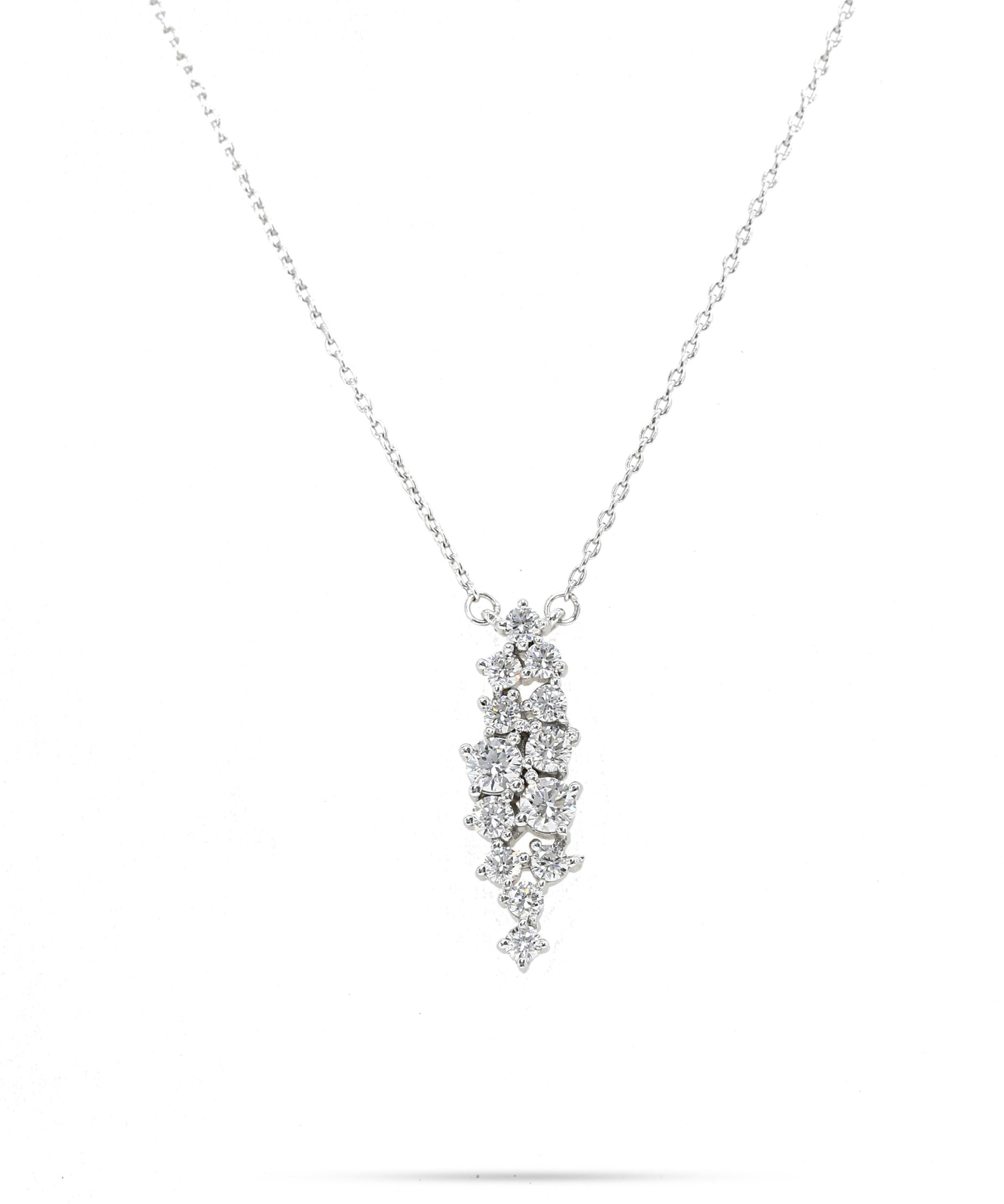 Dangling Geometrical Shaped Diamond Necklace in 18K White Gold - SIR1129