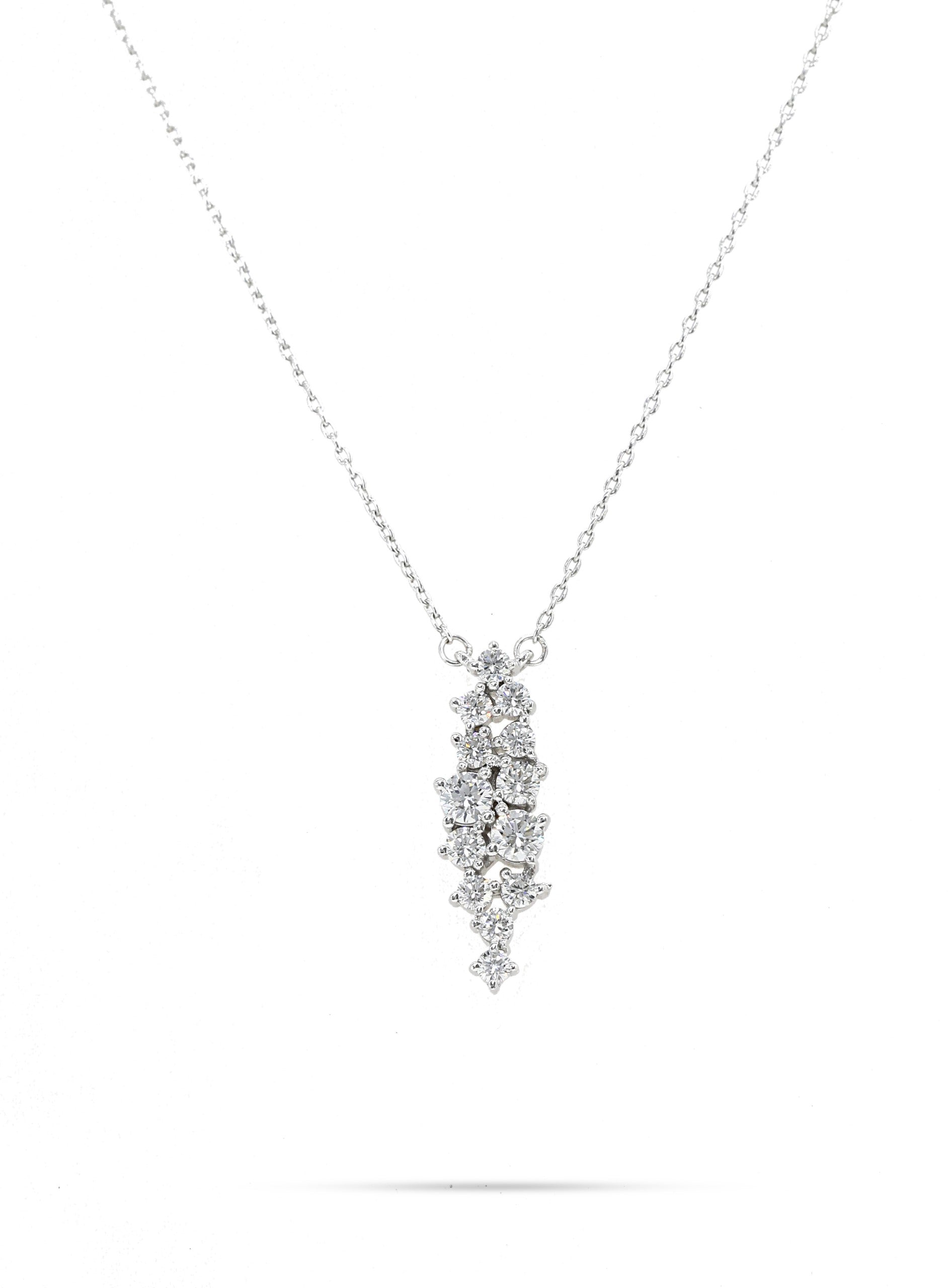 Dangling Geometrical Shaped Diamond Necklace in 18K White Gold - SIR1129