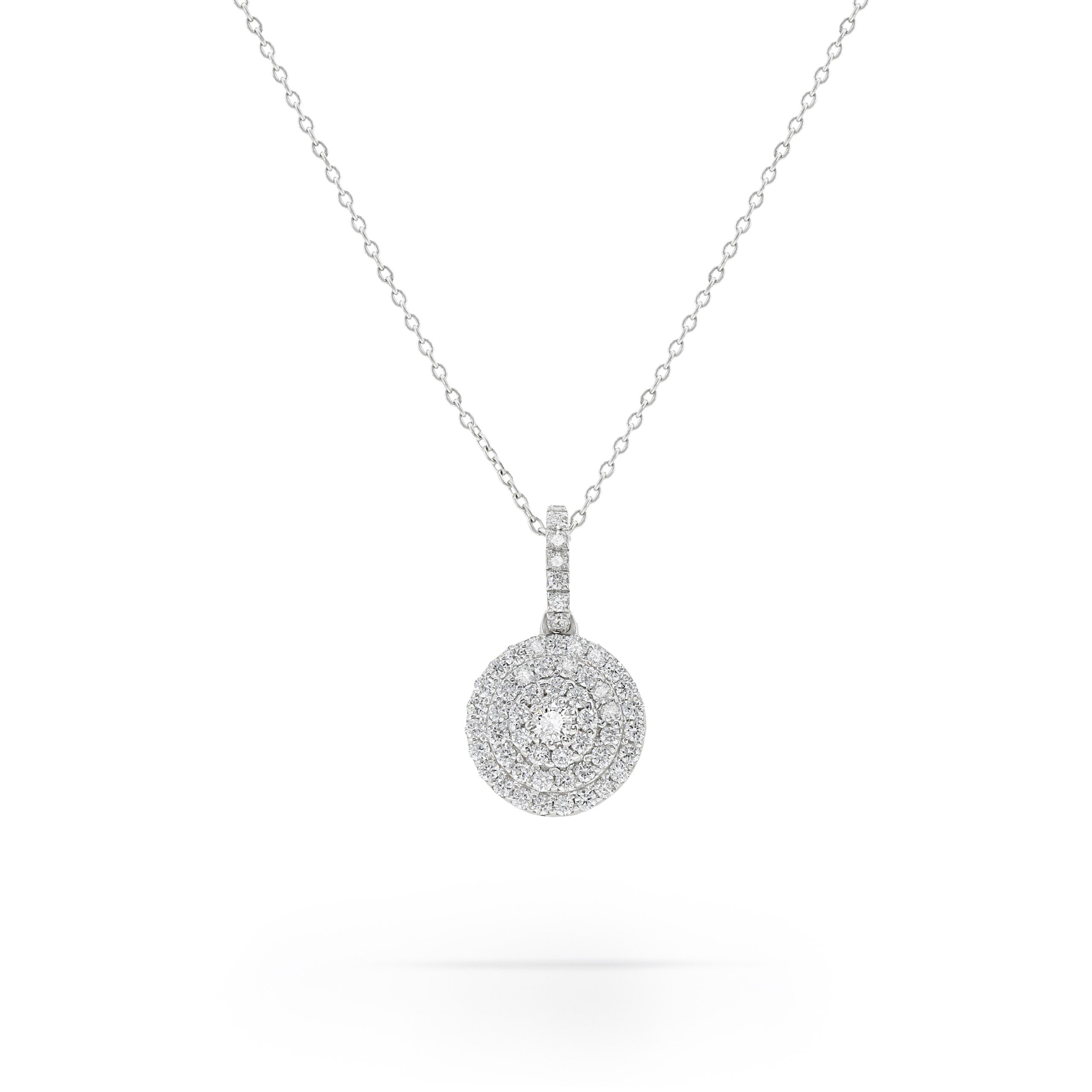 Shinny Round Diamond Necklace in 18K White Gold - ISHK29P/J