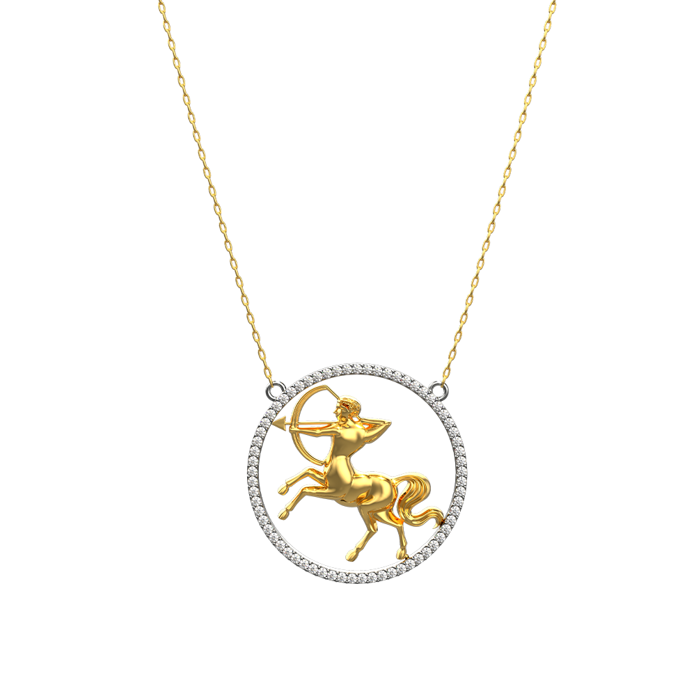 Greek Sagittarius Zodiac Sign Gold Necklace in Yellow 18K Gold - FSPN001SHCD