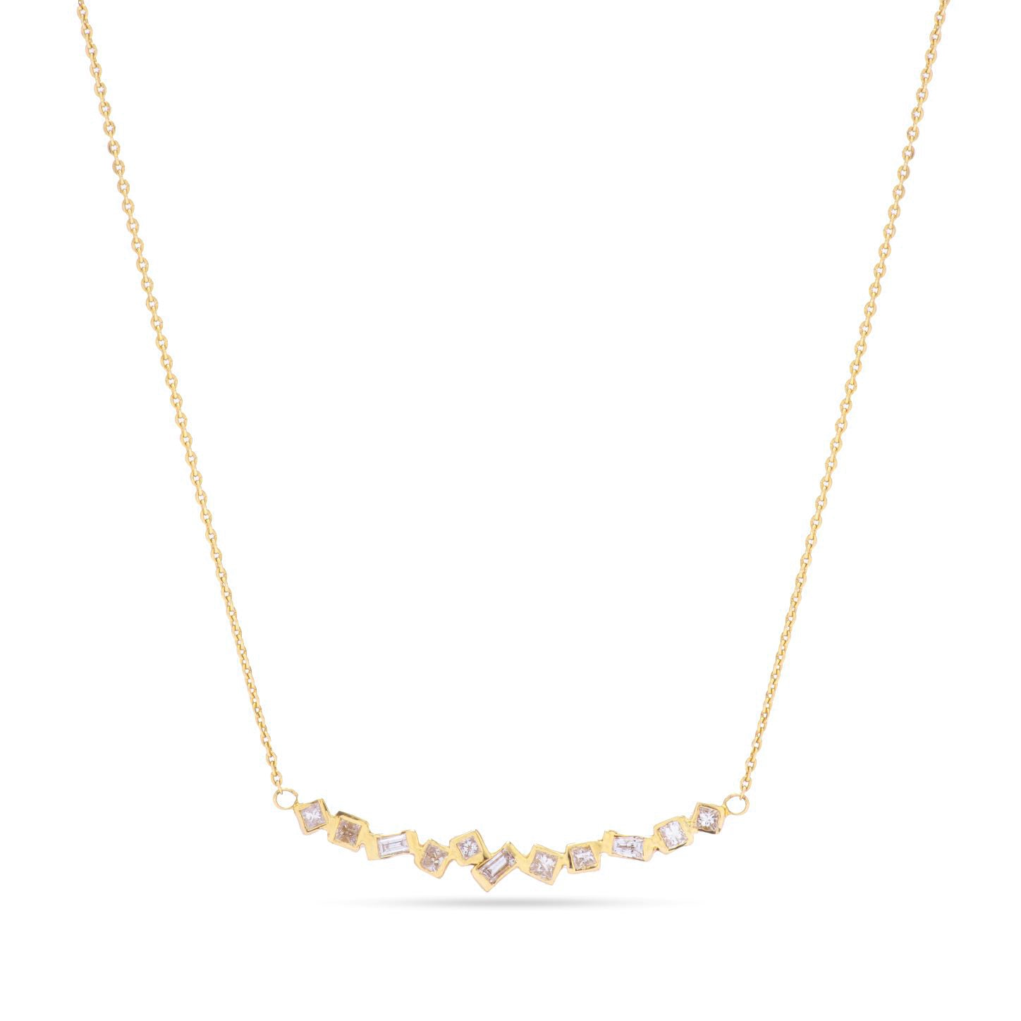 Baguette and princess diamond necklace in 18k rose gold - SIR1329