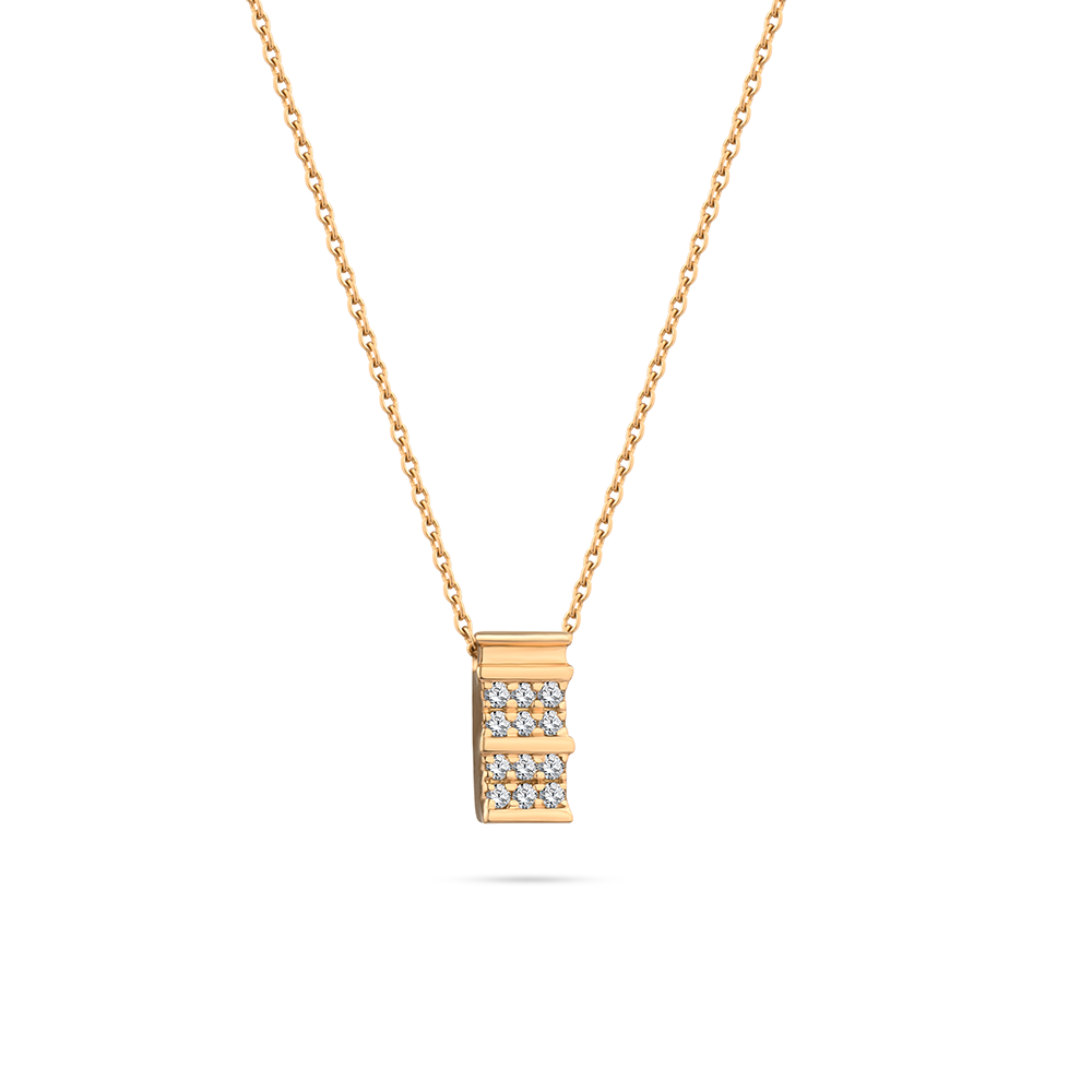 Unique Baguette Diamond Necklace in 18K Rose Gold - S-B180S