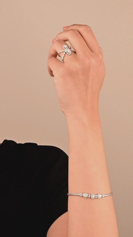 Chic double-line ring adorned with two Marquise-cut diamonds - S-R311X