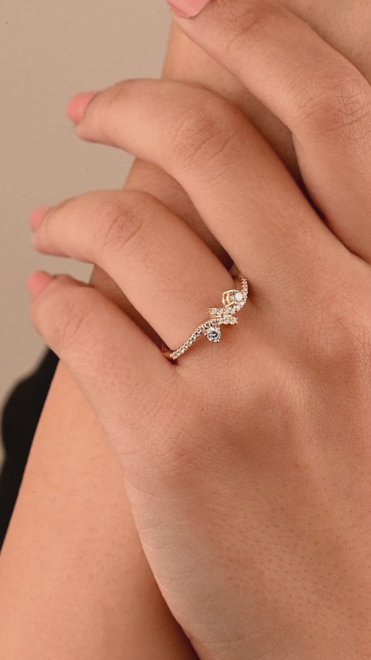 Rose Gold ring showcasing unique irregular diamond patterns - S-R329S