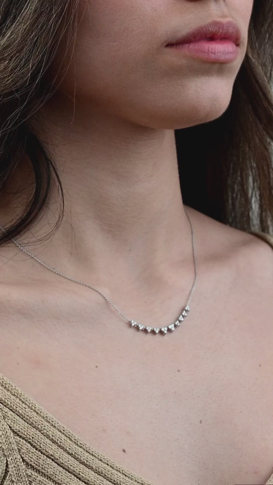 Multi Triangles Diamond Necklace in 18k White gold