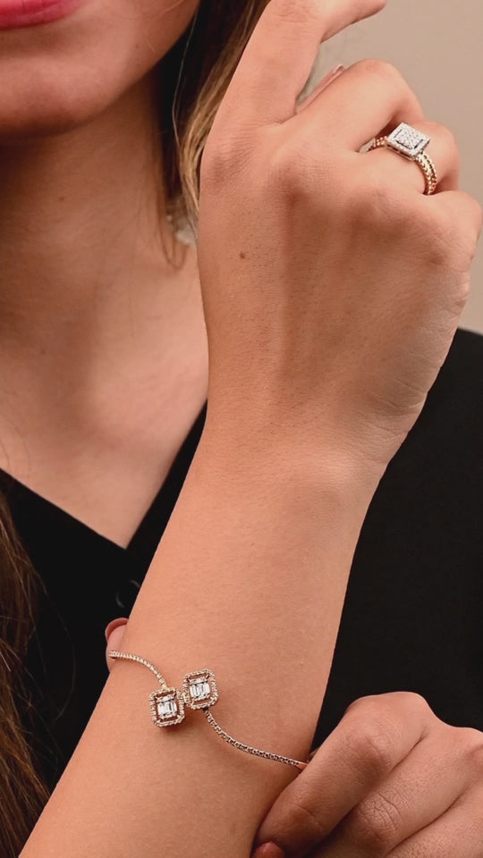 Amazing Baguette Diamond Bangle in 18k Rose gold - DZ12233/J