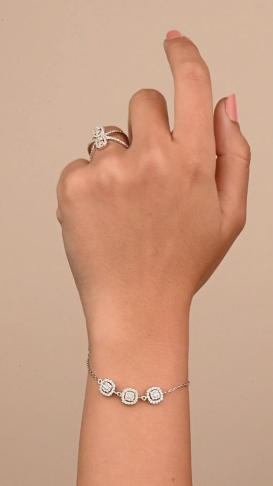 Double Layered Magnificent Baguette Diamond Ring in 18k White gold - S-R311XD