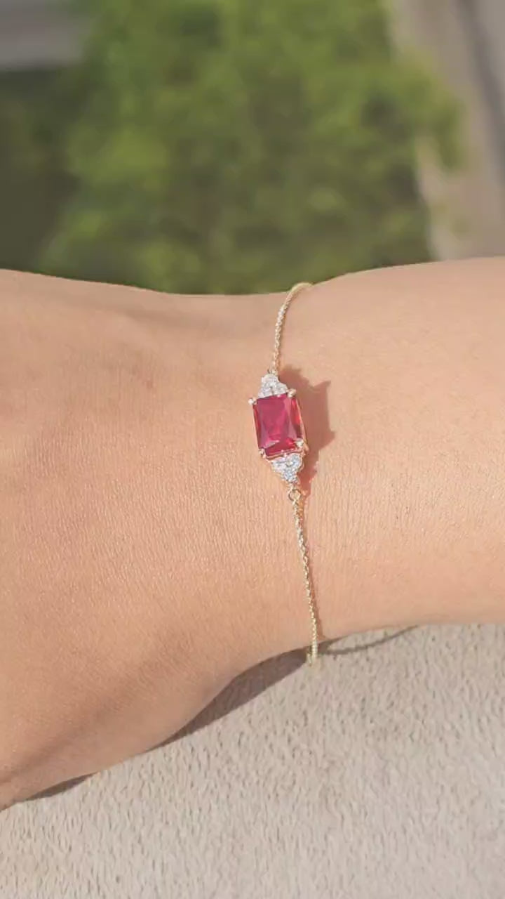 18K Belov'd Diamond Bracelet Ruby Stone - S-H081BS