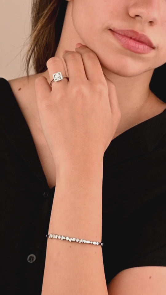 Unique irregular diamond bangle - S-B307X