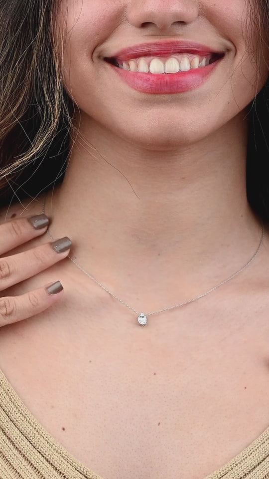 Dangling Simple Diamond Necklace in 18k White gold - SIR1266