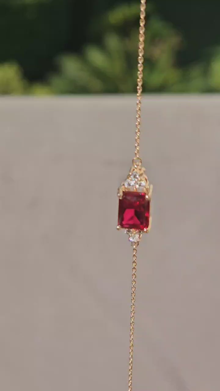 18K Belov'd Diamond Bracelet Ruby Stone - S-H081BS