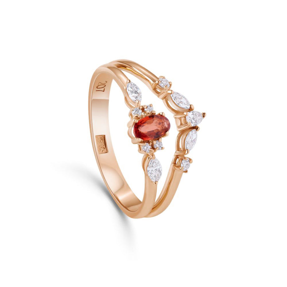Confetti 18k Rose Gold Diamond Ring and Multi Colored Stones - S-R482S
